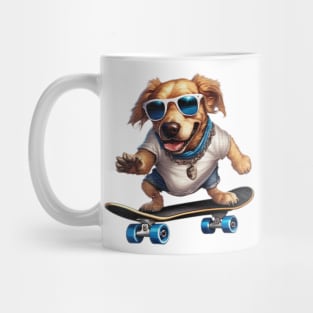 a dog riding a skateboard wearing sunglasses Mug